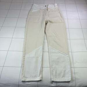 Ba&sh Lady Jeans Womens Medium Cream White High Rise Straight Leg Two Tone Denim